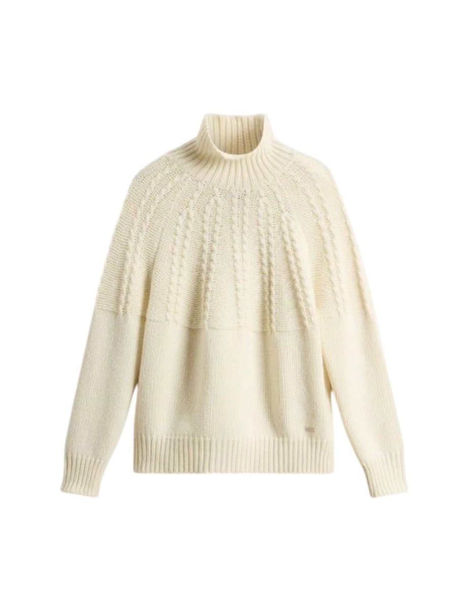 maglioni damskie woolrich - fairisle turtleneck - panna