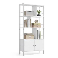 Regały - Regał na książki z dolną szafką biały - miniaturka - grafika 1