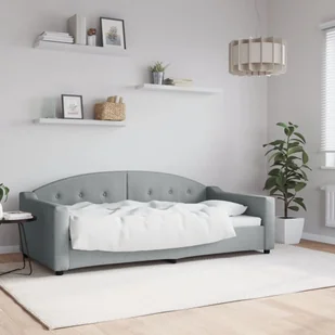 vidaXL Sofa z funkcją spania, jasnoszara, 90x190 cm, obita tkaniną - Sofy i kanapy - miniaturka - grafika 1