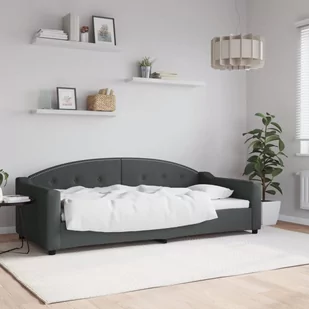Sofa z funkcją spania, ciemnoszara, 90x200 cm, obita tkaniną Lumarko! - Łóżka - miniaturka - grafika 1
