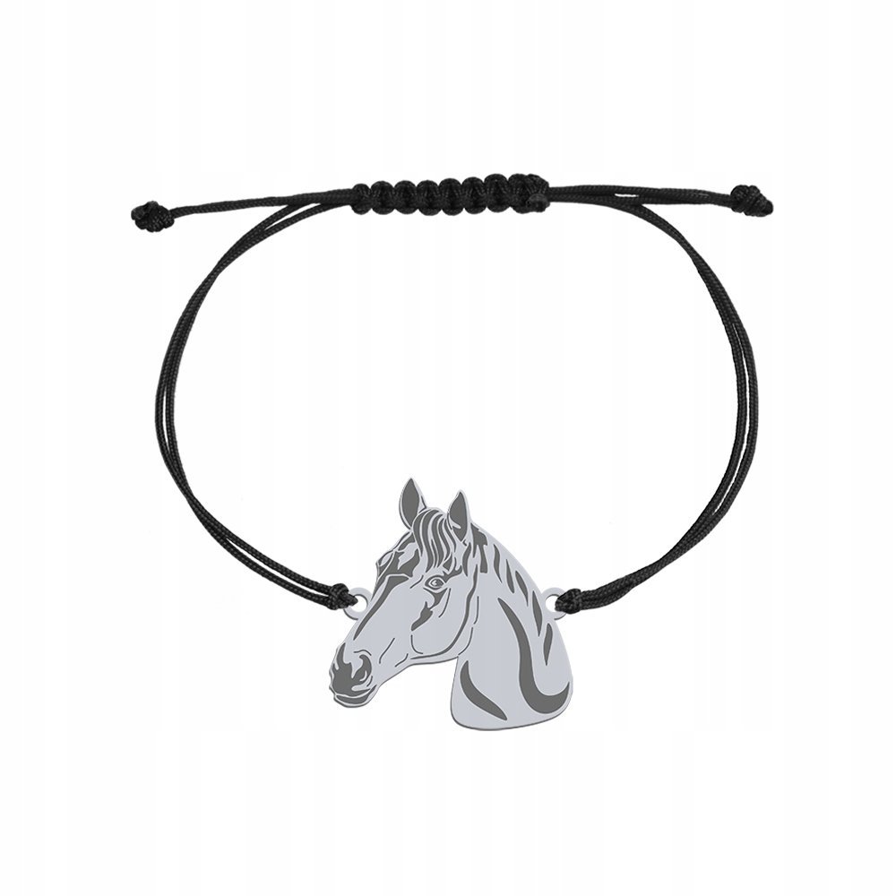 Bransoletka z Koniem Trakeńskim Srebro 925 sznurek Prezent Biżuteria GRAWER