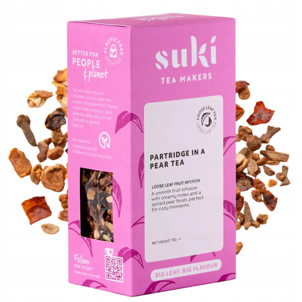 Suki Tea Partridge in a Pear 80 g herbata owocowa – gruszka przyprawy bez kofeiny rozgrzewająca