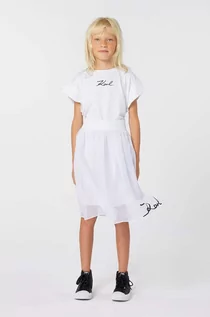 Sukienki i spódniczki dla dziewczynek - Karl Lagerfeld spódnica dziecięca kolor biały midi rozkloszowana - grafika 1