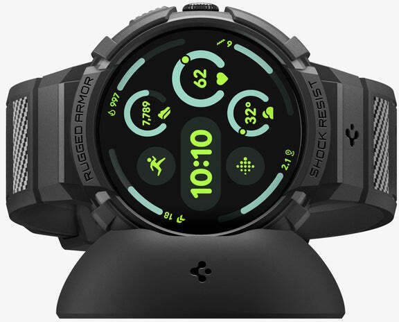 Spigen Rugged Armor Pro + Stand, matte black - Google Pixel Watch 4 45mm