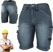 Odzież robocza - KRÓTKIE SPODENKI MOCNE Spodnie robocze męskie JEANS szorty MONTERSKIE BHP - miniaturka - grafika 1