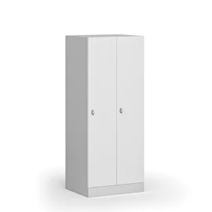 Szafa ubraniowa obniżona, 2-drzwiowa, 1500 x 600 x 500 mm, zamek obrotowy, drzwi laminowane, biała - Szafki BHP - miniaturka - grafika 1