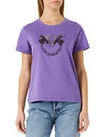 Koszulki i topy damskie - Pinko Damska koszulka Quentin Logo Ri, Yb1_Liliowa Lawenda, XS, Yb1_liliowy lawendowy, XS - miniaturka - grafika 1