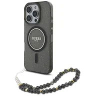 Etui i futerały do telefonów - Etui GUESS IML Glitter With Pearl Strap MagSafe do Apple iPhone 16 Pro Czarny | Bezpłatny transport - miniaturka - grafika 1