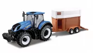 Samochody i pojazdy dla dzieci - Bburago BB44069 1:32 Ciągnik rolniczy New Holland z bocznicą konia - miniaturka - grafika 1