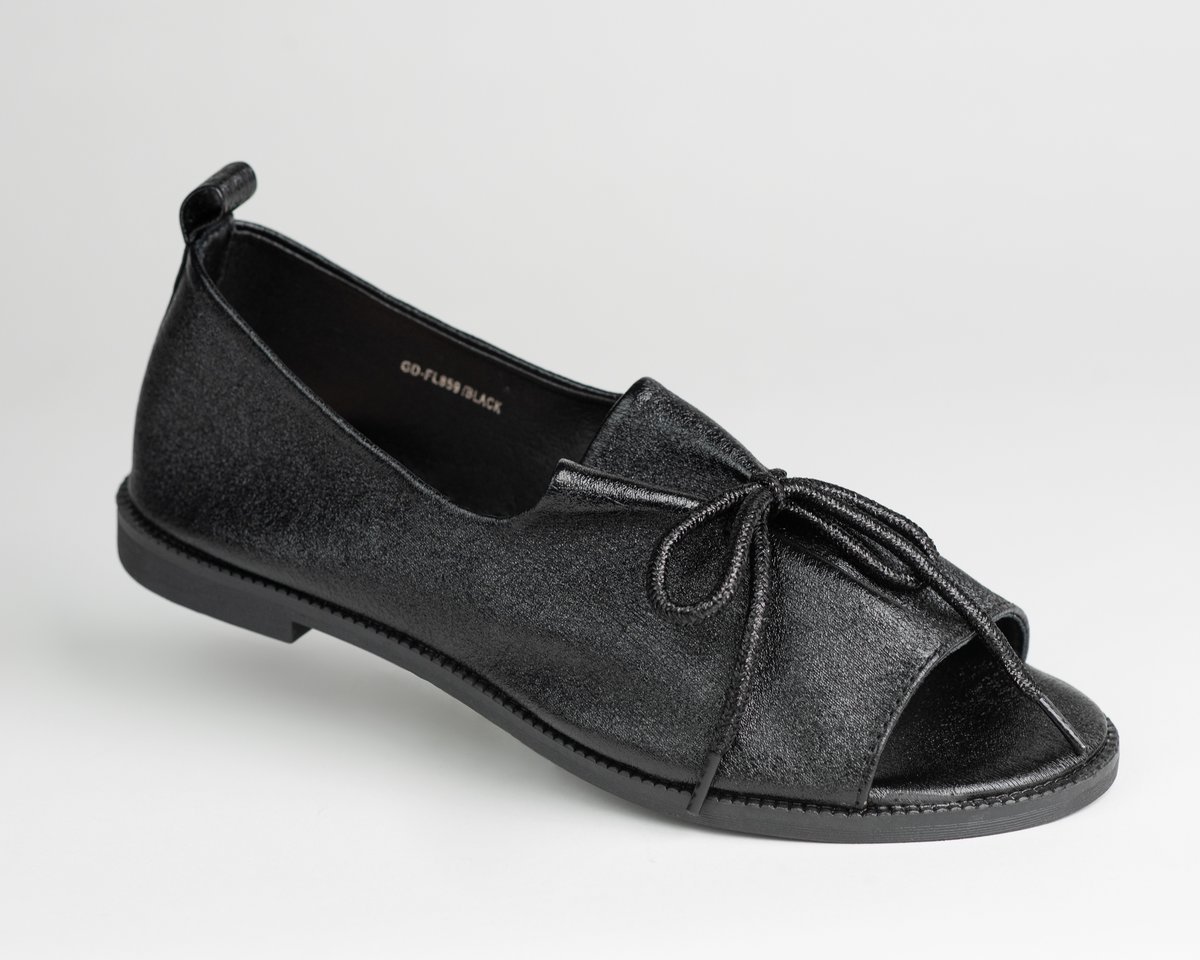 Sandały damskie półbuty GOODIN GD-FL859 skóra eko czarne lekkie wsuwane 36