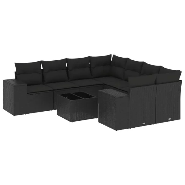 Meble ogrodowe rattan PE, czarne, 62x62x69 cm