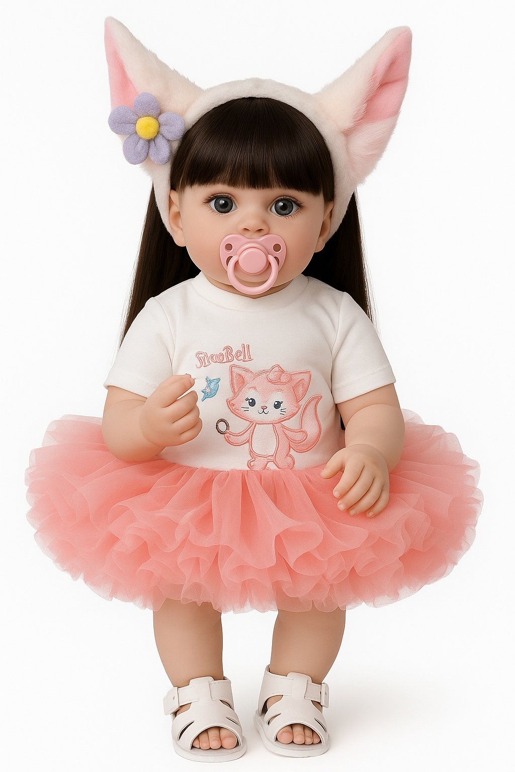 Lalka typ Reborn Lalka Realistyczna Vinil 55cm Włosy Ciemne Opaska Smoczek