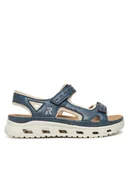 Sandały damskie - Rieker Sandały 64066-14 Niebieski - miniaturka - grafika 1