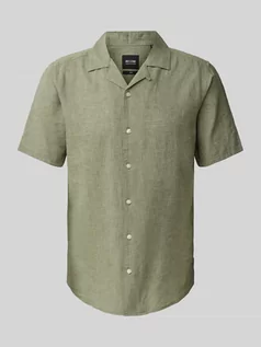 Koszule męskie - Koszula lniana o kroju slim fit z rękawem o dł. 1/2 model ‘CAIDEN’ - grafika 1