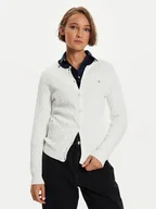 Swetry damskie - Gant Kardigan 4800103 Biały Slim Fit - miniaturka - grafika 1