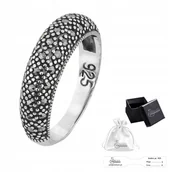 Pierścionki - Pierścionek Srebrny pr 925 Pierścień z Markazytami dla Niej Prezent r. 16 - miniaturka - grafika 1