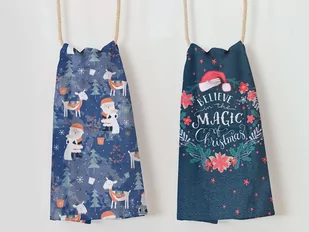 Darymex Komplet ścierek kuchennych 2 cz. 38x60 Mikołaje granatowa choinki renifery Christmas 1 MKO-2331548 - Ściereczki, gąbki, czyściki - miniaturka - grafika 1