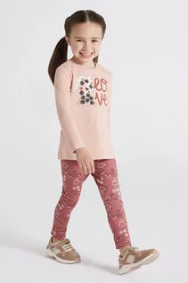 Dresy i komplety dla dziewczynek - Komplet dziewczęcy różowa bluzka + legginsy we wzory - grafika 1
