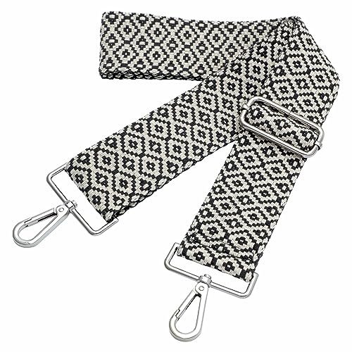 Nefelibata Szeroki pasek na ramię, regulowany pasek do torebki, różne wzory, płócienna torba, crossbody, paski do torebki unisex, torby crossbody, torby na ramię, Czarny haft
