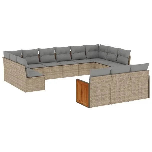 Zestaw wypoczynkowy modułowy beżowy z rattanem PE, 62 x 62 x 69 cm