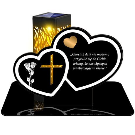 ZNICZ SOLARNY LED WIECZNY PODSTAWKA NA CMENTARZ GRÓB lampka Serce 3D