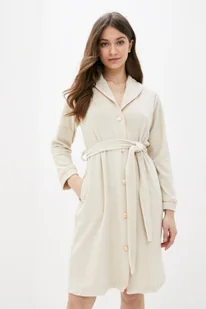 Damski szlafrok na guziki NICOLE Beżowy M - Szlafroki damskie - miniaturka - grafika 1