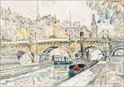 Plakaty - Tugboat at the Pont Neuf, Paris, Paul Signac - plakat 40x30 cm - miniaturka - grafika 1