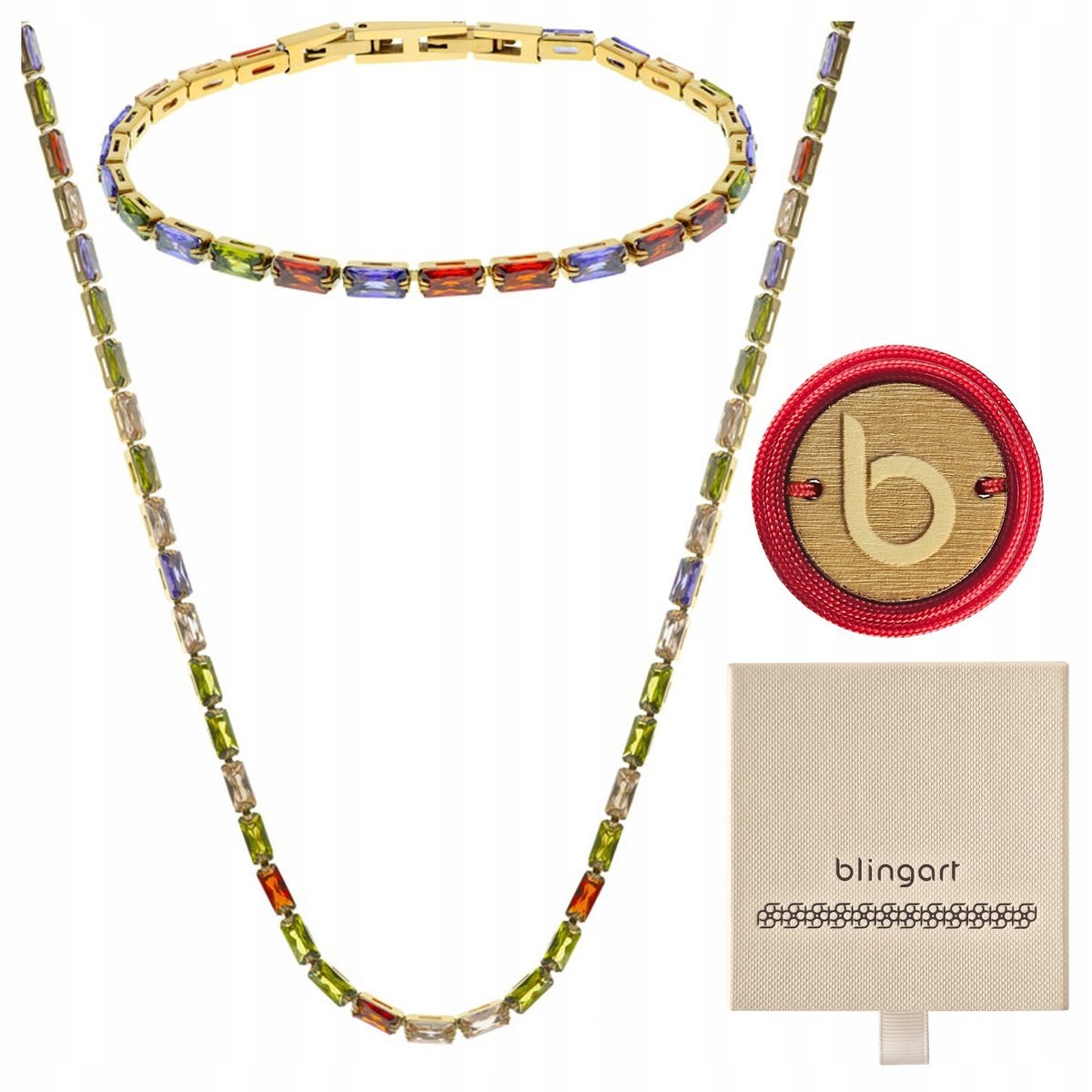 Komplet biżuterii stal chirurgiczna kolorowy bransoletka naszyjnik BLINGART