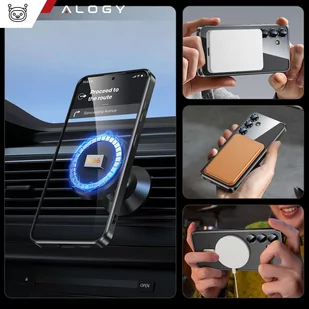 Etui do Samsung Galaxy S24 Mag Safe Glamour Case Ring obudowa ochrona aparatów Alogy Czarne przezroczyste - Etui i futerały do telefonów - miniaturka - grafika 3