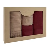 Ręczniki - Ręczniki bawełniane FROTTE jednobarwne komplet EKO 4 sztuki kolor beż bordo - miniaturka - grafika 1