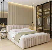 Łóżka - Łóżko tapicerowane z pojemnikiem SFG0160 160x200 Boucle Beż #4 - miniaturka - grafika 1