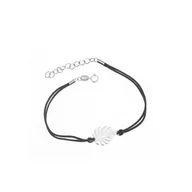 Biżuteria dla dzieci - Srebrna bransoletka 925 Monstera czarny sznurek - miniaturka - grafika 1