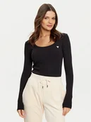 Bluzki damskie - Guess Bluzka V4BP07 K8RT2 Czarny Rib Fit - miniaturka - grafika 1