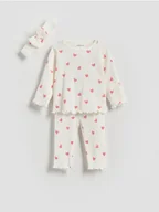Komplety dla niemowląt - Reserved - Bawełniany komplet z opaską - złamana biel - miniaturka - grafika 1