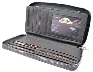 Portfel Damski Skóra Naturalna GREGORIO Duży Z Metalowym Suwakiem Piórnik Lakierowany GF-119 SZARY RFID 19 x 10 x 2.5 [cm] - Portfele - miniaturka - grafika 3