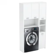 Szafki łazienkowe - Zestaw Łazienkowy Mały HUGO Szafka Nad Pralkę i Słupek Biały Mat - miniaturka - grafika 1