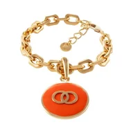 Bransoletki - Bransoletka z malowanym plasterkiem, z kółeczkami w środku (B25/LAT/89AU) - miniaturka - grafika 1