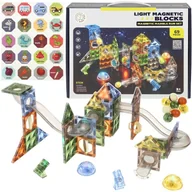 Klocki - Klocki Magnetyczne Konstrukcyjne Świecące Tor Kulkowy Kulodrom Panele 69 el. - miniaturka - grafika 1