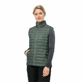 Kamizelki damskie - Damska kamizelka puchowa Jack Wolfskin PILVI DOWN VEST W hedge green - S - grafika 1