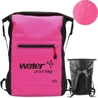 Torebki damskie - WODOSZCZELNY PLECAK TORBA WOREK WODOOPORNY 25L PODRÓŻNY TURYSTYCZNY RÓŻOWY - miniaturka - grafika 1
