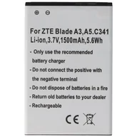 Baterie do telefonów - Bateria odpowiednia dla ZTE Blade A3, A5, C341, Li-Ion, 3,7V, 1500mAh, 5,6Wh - miniaturka - grafika 1