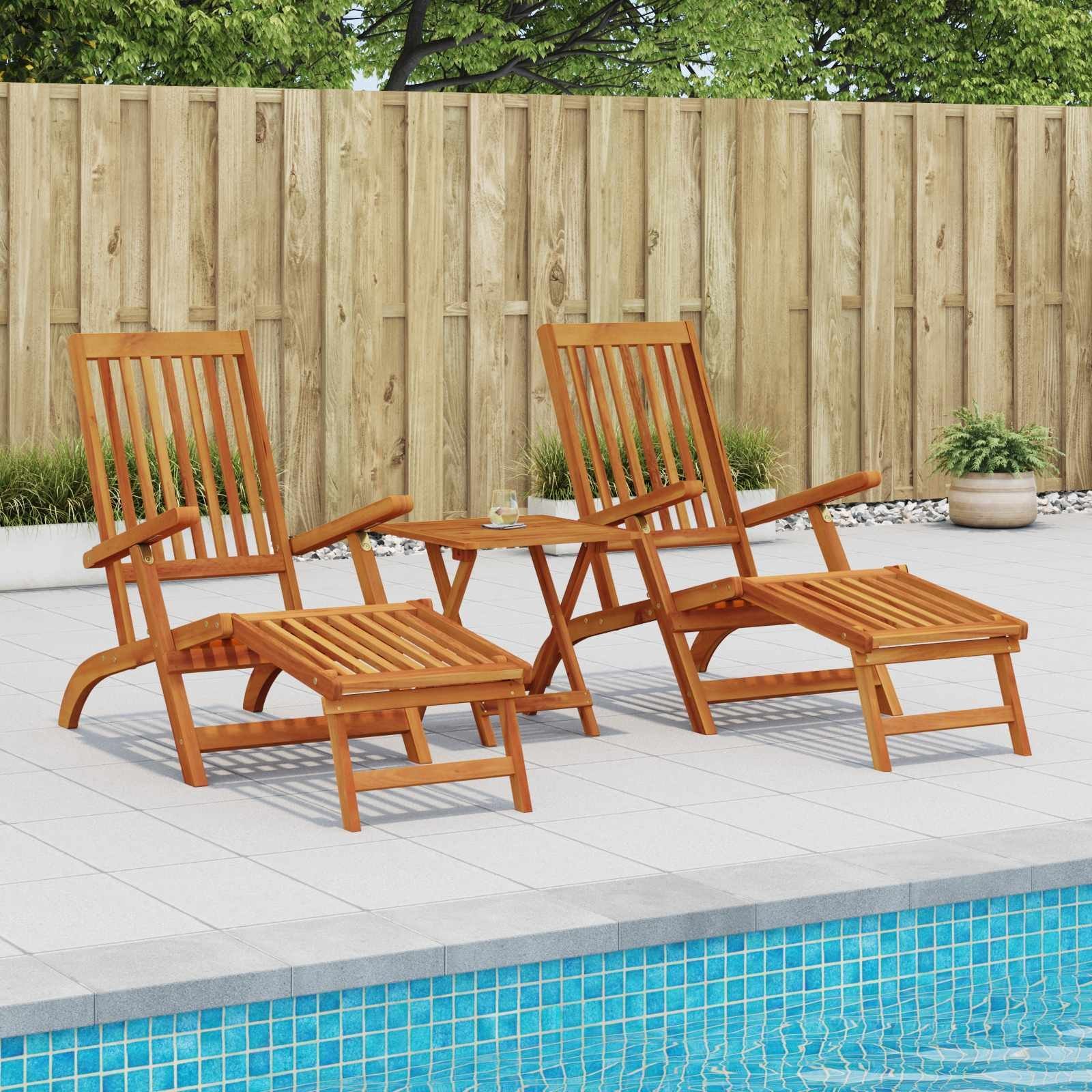 vidaXL Leżak z funkcją pochylania i składania 2 pcs naturalny 3415407