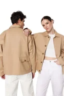 Kurtki męskie - TRENDYOL MAN KURTKA MĘSKA JEDNORZĘDOWA BEŻOWA DO BIODER Z KLAPAMI L 5DA - miniaturka - grafika 1
