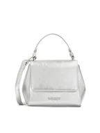 Torebki damskie - Srebrna torebka kuferek z rączką i paskiem - miniaturka - grafika 1