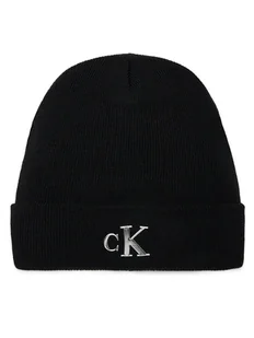 Calvin Klein Jeans Czapka Minimal Monogram Beanie K60K611542 Czarny - Czapki damskie - miniaturka - grafika 1