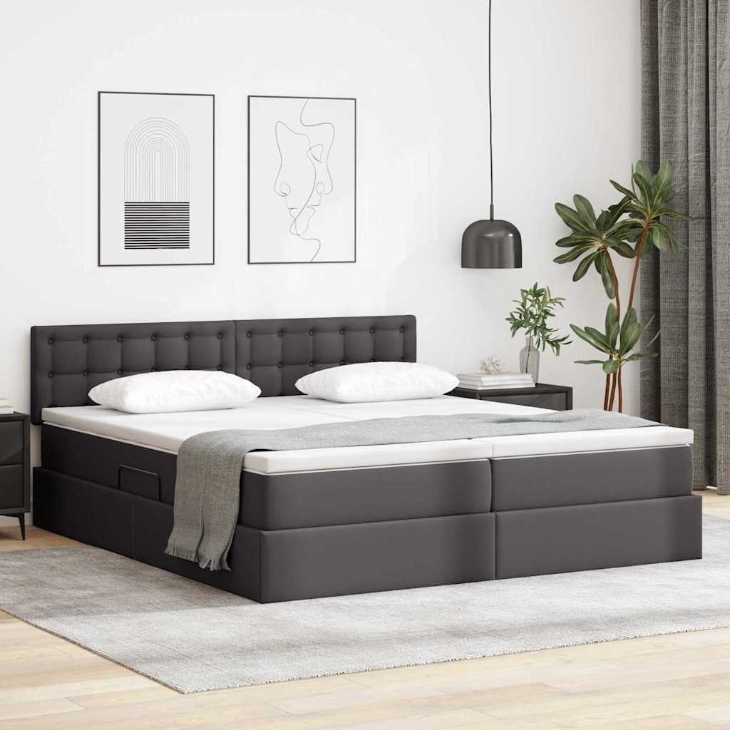 vidaXL Łóżko z miejscem na przechowywanie i LED Szary 200 x 200 cm