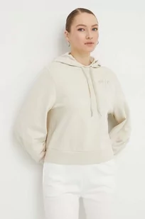 Armani Exchange bluza damska kolor beżowy z kapturem z aplikacją - Bluzy damskie - miniaturka - grafika 1