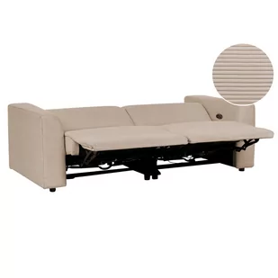 Sofa z elektryczną funkcją relaksu z ładowarką sztruksowa piaskowa ULVEN - Sofy i kanapy - miniaturka - grafika 1