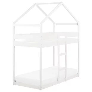 Łóżko piętrowe dziecięce domek drewniane 90 x 200 cm białe LABATUT - Łóżka dla dzieci i młodzieży - miniaturka - grafika 1