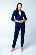 Spodnie sportowe damskie - Spodnie damskie Deep Blue proste granatowe z dresówki - miniaturka - grafika 1